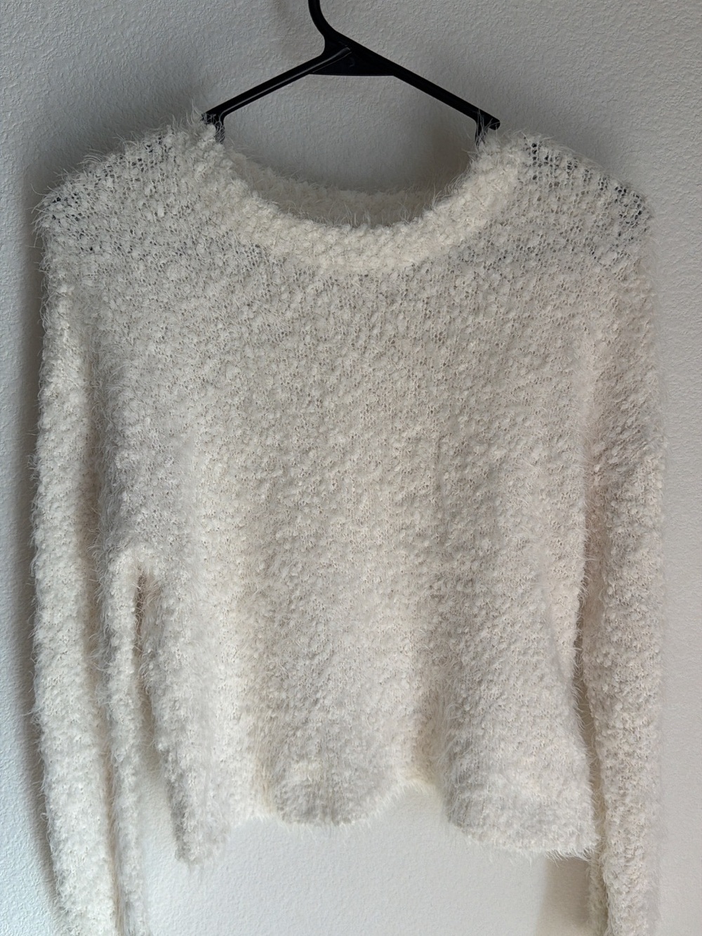 Sadie & Sage Cozy Ivory Women's Fuzzy Crewneck Sweater - Size Small